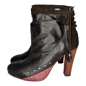 DIESEL Black Leather Ankle Boots // Women's 10.